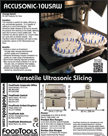 Foodtools Cake Accusonic Cutter Brochure